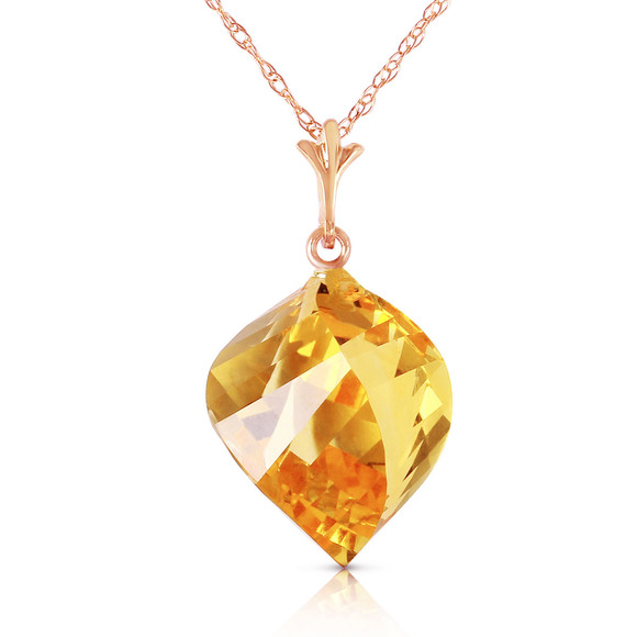 14K. GOLD NECKLACE WITH TWISTED BRIOLETTE CITRINE (Rose Gold)